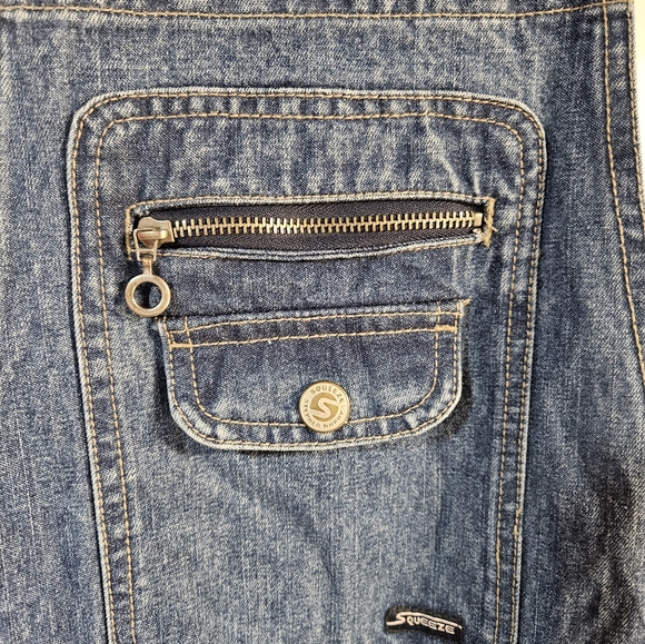 Women’s Stephen Hardy Squeeze Blue Denim Overalls Medium Stone Sandblast 7/8 NWT - Picture 4 of 8